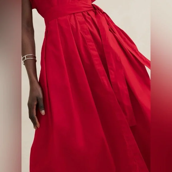 NWT! Banana Republic Preppy Navy Poplin Tie-Waist Midi Dress - Multiple 🦋💫⭐️ - Picture 6 of 9